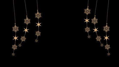 Weihnachtlicher-Goldener-Schnee-Und-Stern-Hängende-Designelement-Ornamentanimation-Mit-Transparentem-Alphakanal-Hintergrund